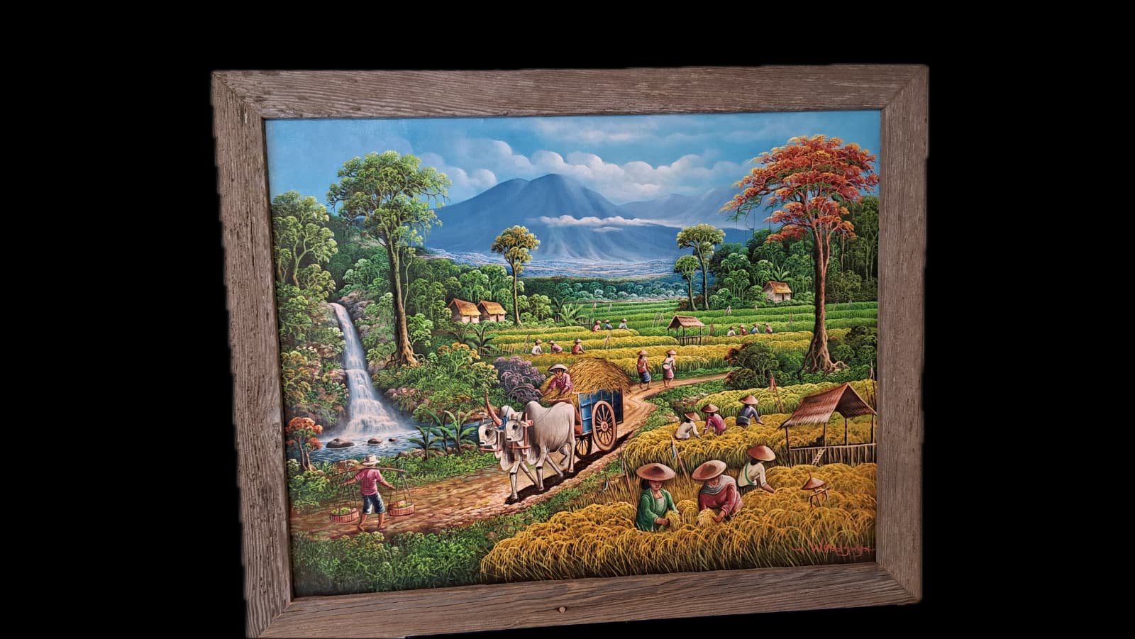 Altholzrahmen mit Landschaftsbild